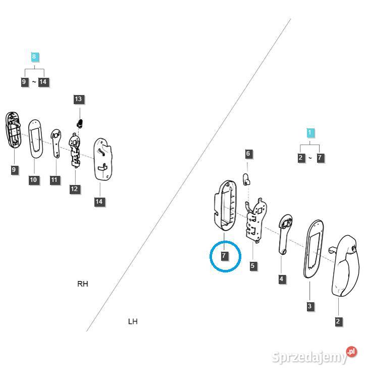Obudowa zamka lewych drzwi kabiny TRG862 LS Tajęcina