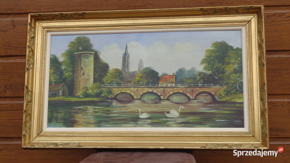 obraz olejny na płótnie ładna rama sprzedam