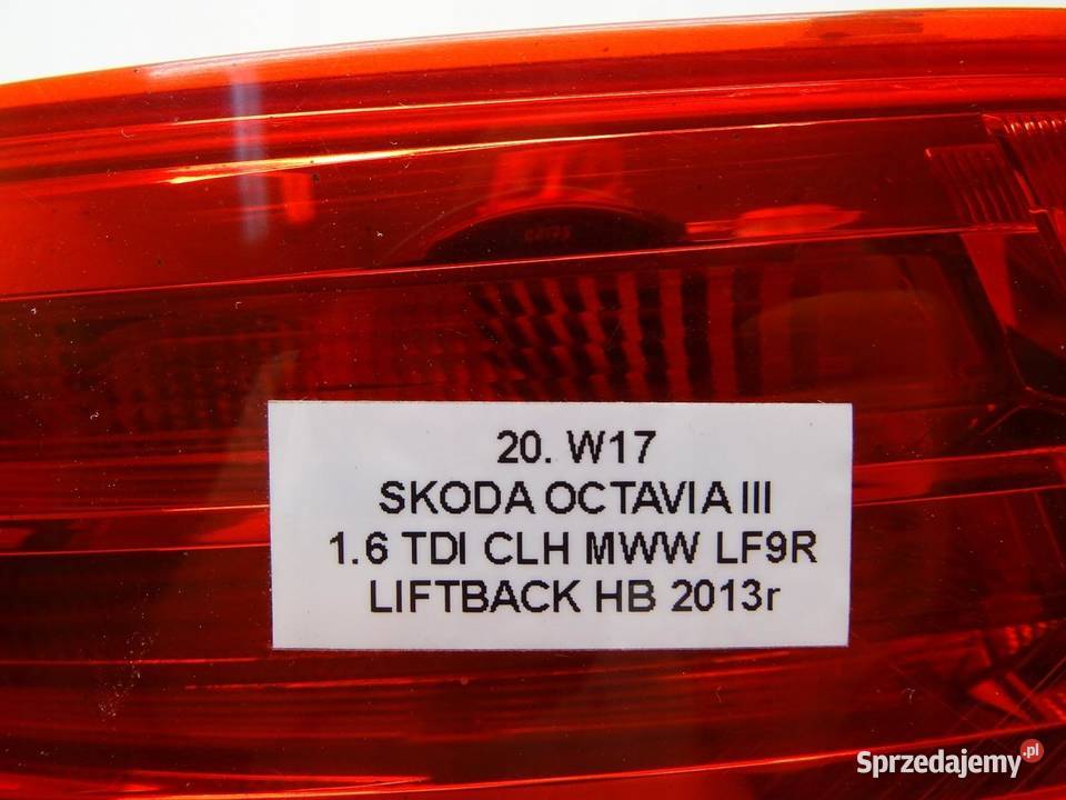 LAMPA LEWA LEWY TYŁ TYLNA SKODA OCTAVIA III HB Lampy tylne