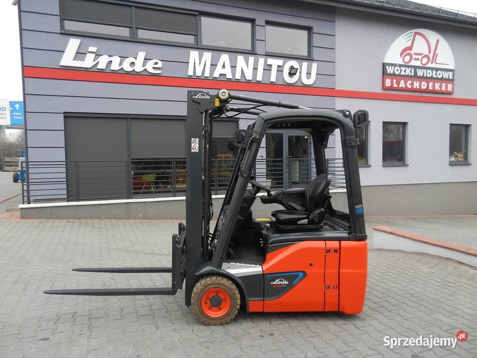 Elektryczny 3kołowy wózek widłowy Linde E1402 Mogilany