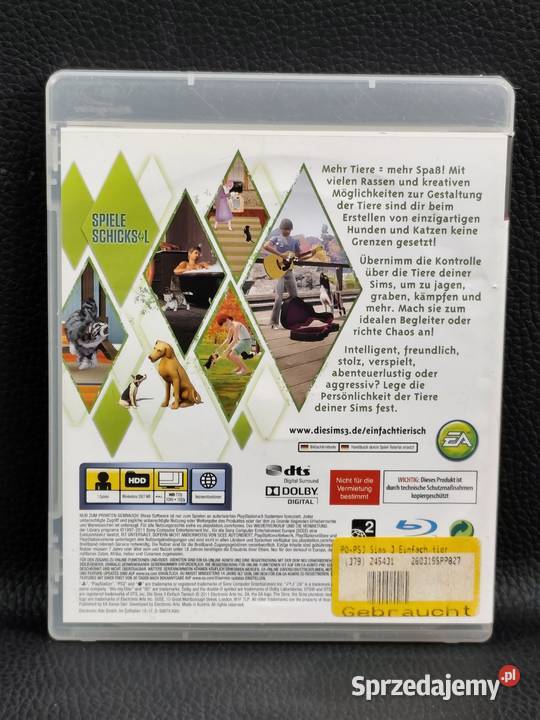 PlayStation 3 The Sims 3 Zwierzaki Poddębice sprzedam