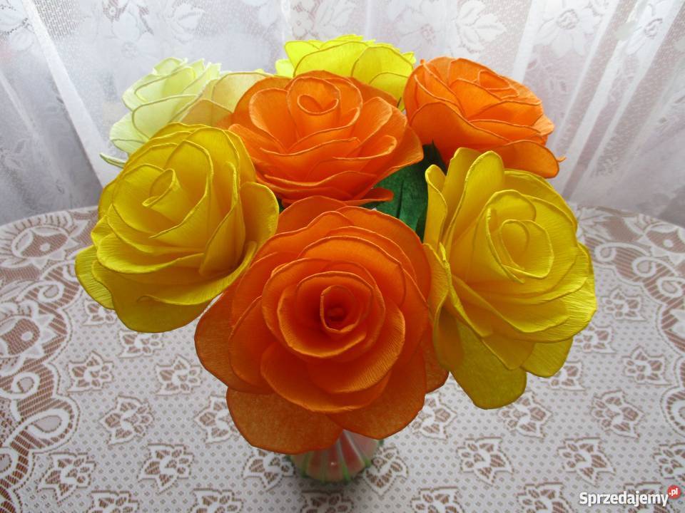 Bukiet 7 róż rękodzieło na prezent ślub imieniny Wrocław