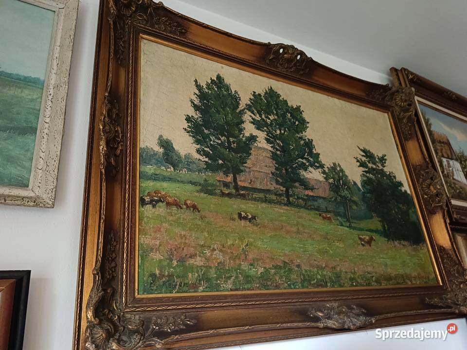 Stary obraz olejny na płótnie Ernsta Kellera w Lipno sprzedam