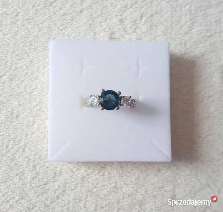 Nowy pierścionek srebrny kolor niebieska morska zachodniopomorskie Szczecin sprzedam