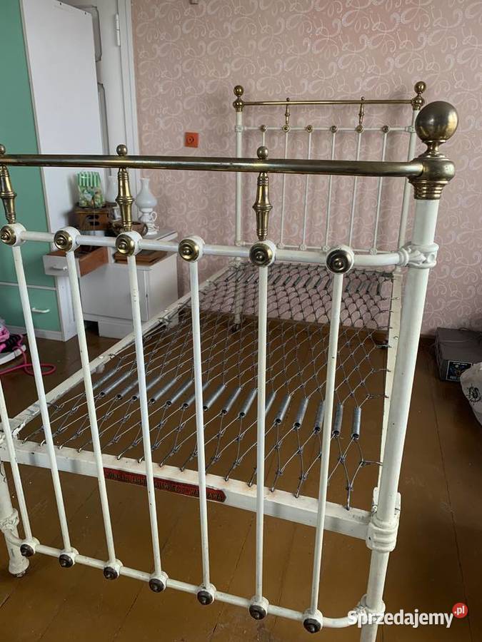 Antyczne Łóżko Metalowo Mosiężne Pinczyn
