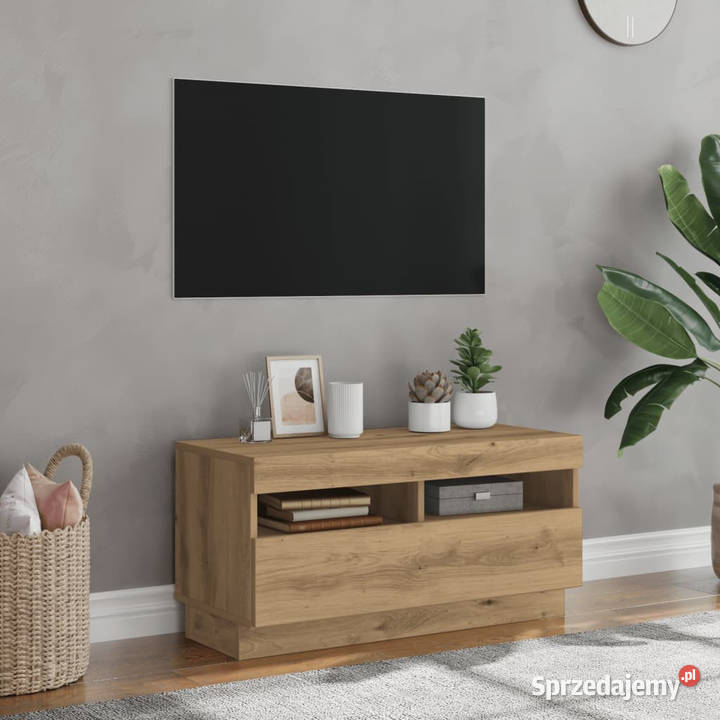 Szafka pod TV z oświetleniem LED dąb artisan Warszawa