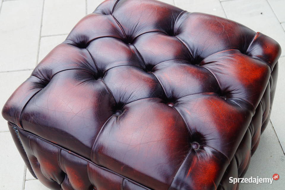 Pufka pufa skórzana Chesterfield otwierana skóra