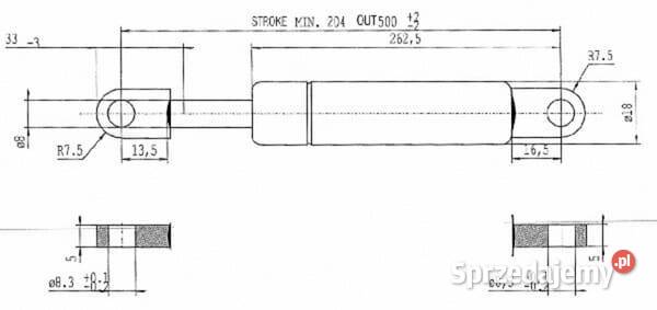 Sprężyna gazowa L500 mm 150N Stabilus CA102822 Kamionna sprzedam