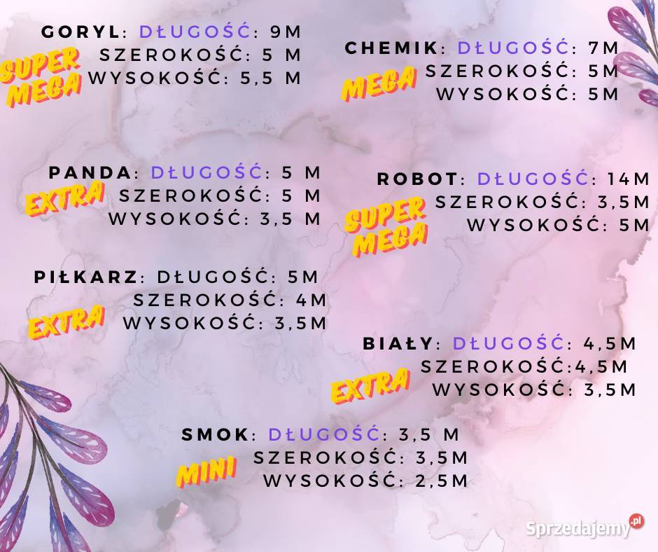 Wynajmę dmuchańce kolorowe białe duże małe Białystok