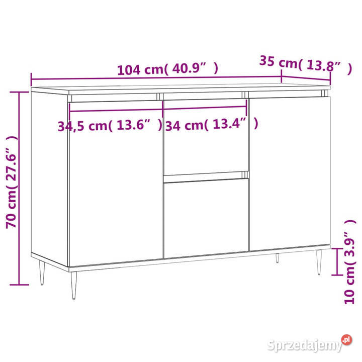 Szafka szary dąb sonoma 104x35x70 materiał sprzedam