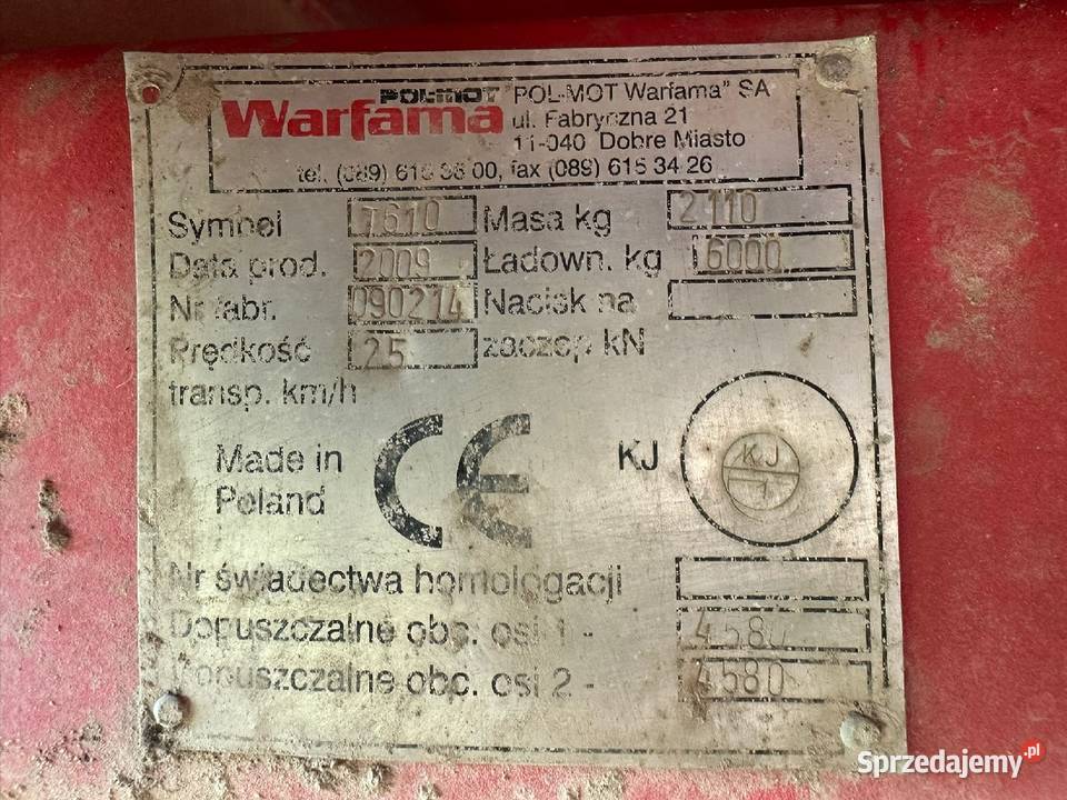 Przyczepa Warfama T610