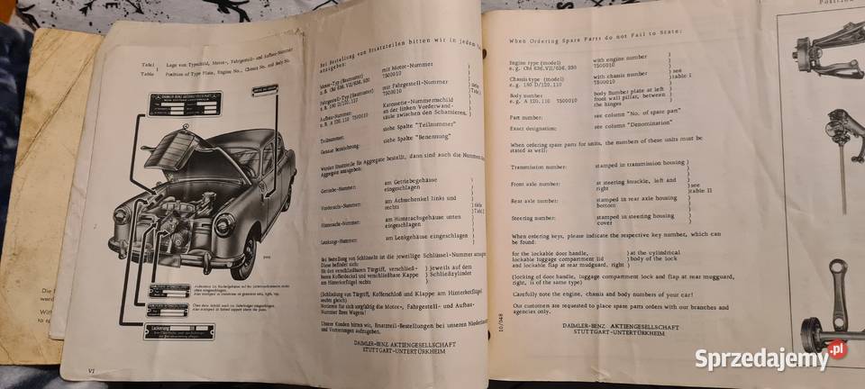 Mercedes w120 katalog czesci 1957 Łódź