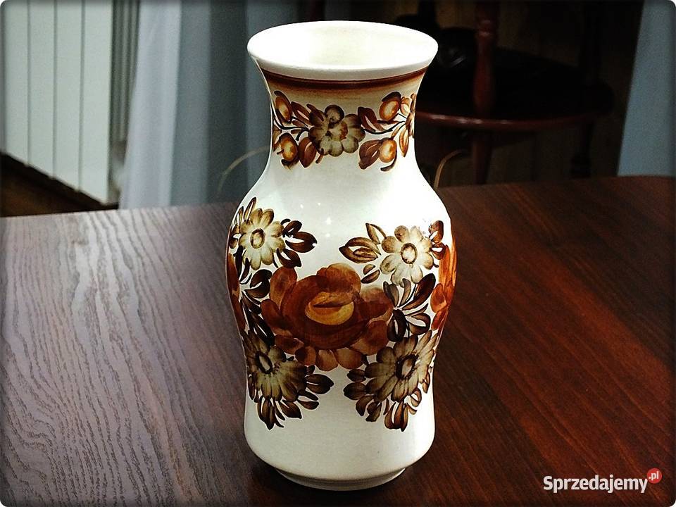 Wazon ZF KOŁO Ręcznie malowany w Brązowe kwiaty Żary