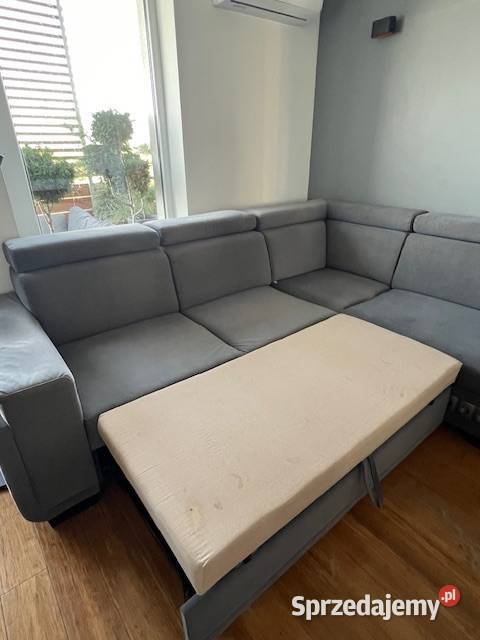 Elegancka sofa wypoczynkowa rozkładana szara Katowice