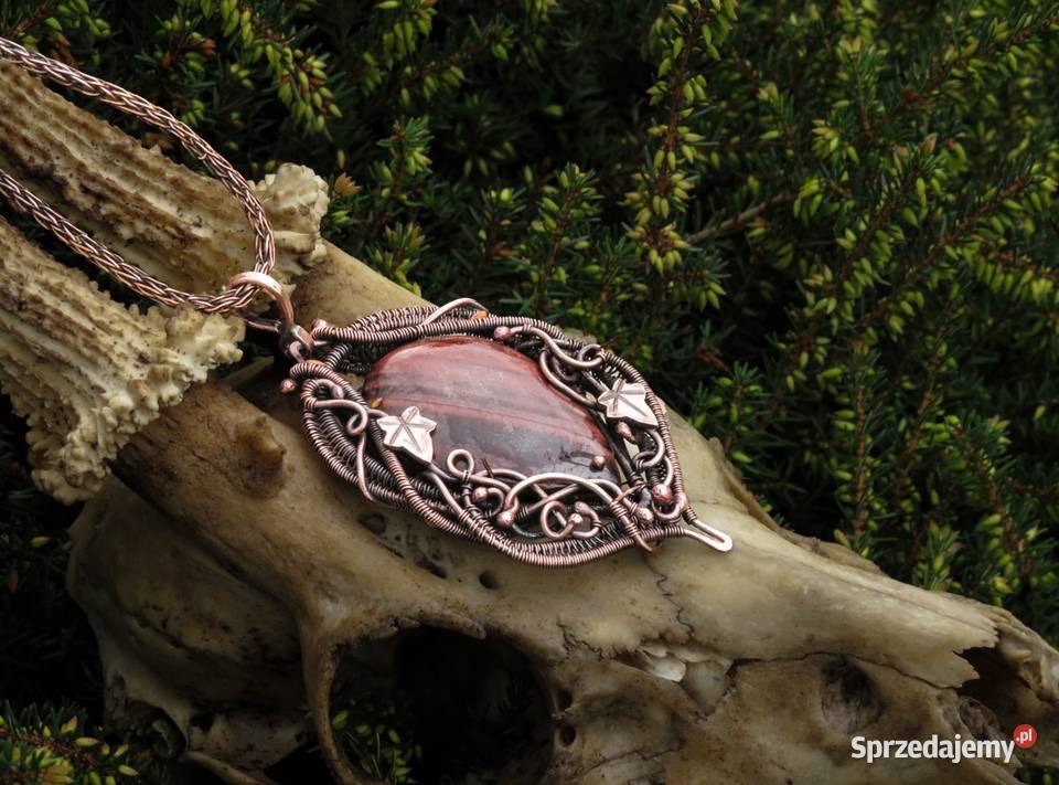 Jesienny miedziany wisiorek bawole oko bluszcz małopolskie Wieliczka