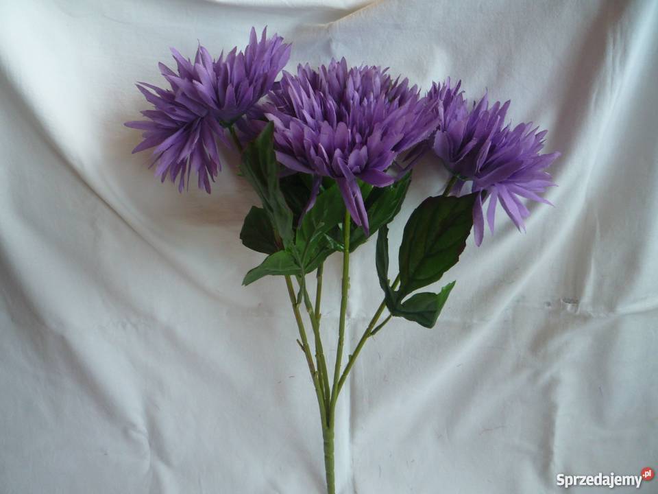 Chryzantema 4 Fioletowy Sztuczny kwiat gałązka Dekoracje i ozdoby Szczecin
