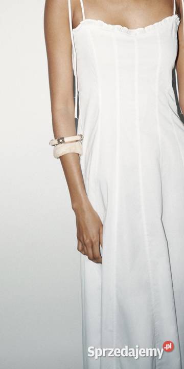 Sukienka długa midi Zara L biała bawełna