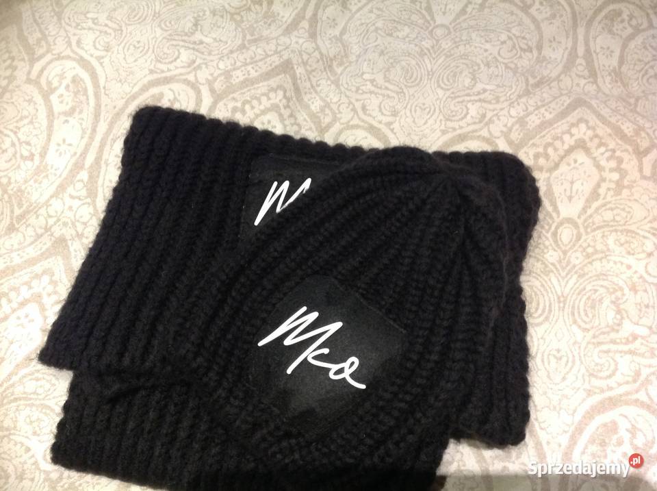 Komplet Damski Czapka z Szalikiem Czarny S M Nowa Sól