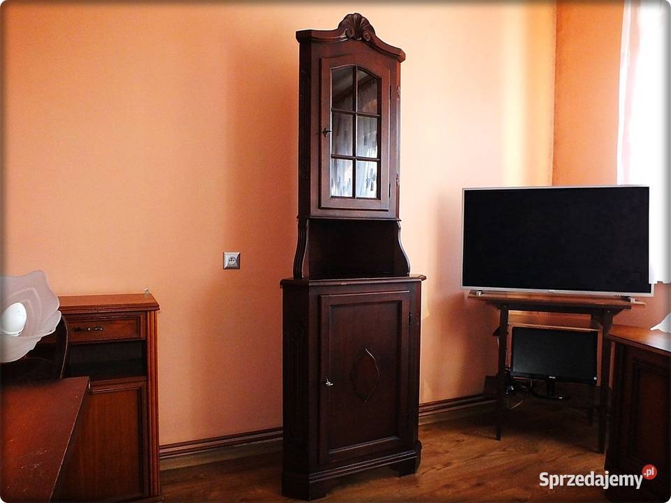 Stara Szafka narożna drewniana rzeźbiona Witryna