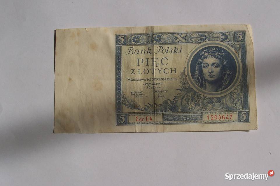 Banknot Bank Polski 5 1930 r Seria CA małopolskie Kraków