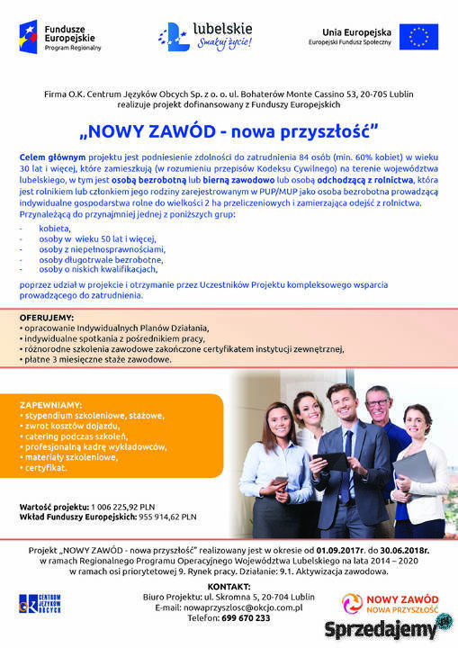 SzkolenieSTAŻ dofinansowane z EFS Lublin