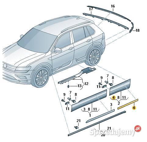 VW SEAT LISTWA CHROM LEWY PRZÓD 5NA853331A I Rożnów