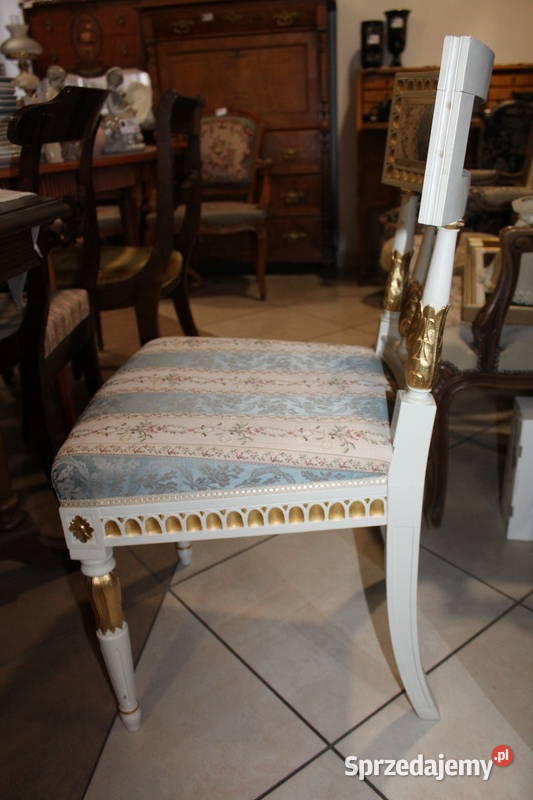 Białe krzesło Gustawiańskie 735 zachodniopomorskie Szczecin