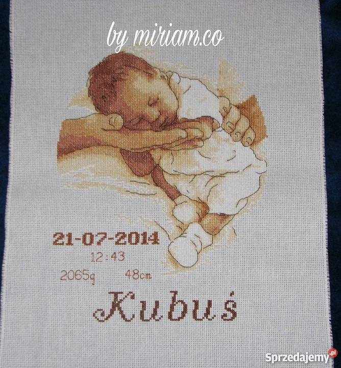pamiątka chrzest metryczka haft śląskie