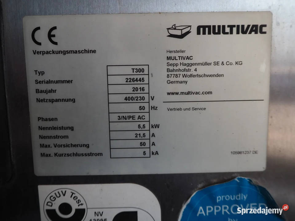 MULTIVAC T300 Automatyczny Traysealer Zgrzewarka Krotoszyn