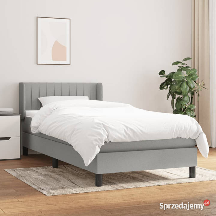 Łóżko kontynentalne z materacem jasnoszare 88cm