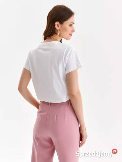 biały tshirt z nadrukiem Top Secret krótki Bluzki i koszule małopolskie Olkusz