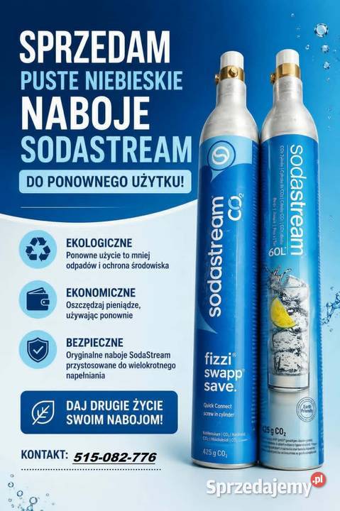 Sodastream niebieskie naboje wysyłka mazowieckie Siedlce