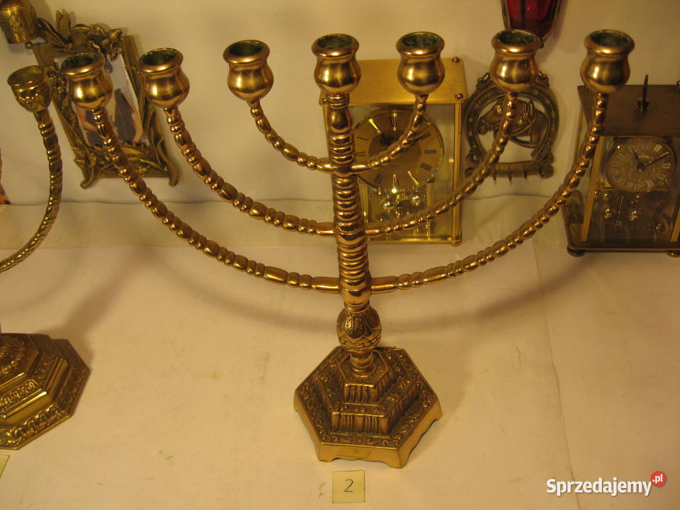 Mosiężny świecznik menora Mosiądz Kolekcja Poznań