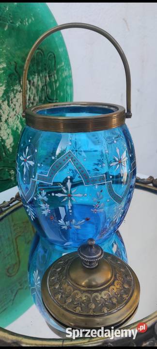 SECESYJNA BISZKOPTOWNICA HERBATNICA Porcelana i szkło Pabianice