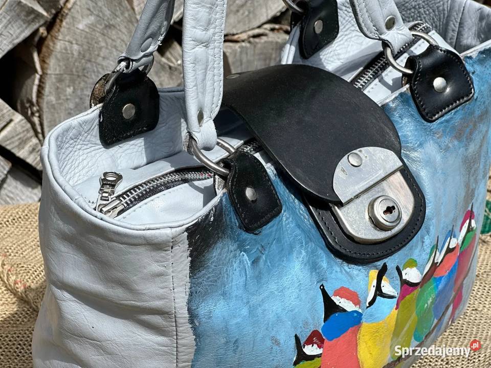 Torebka Do Ręki Ręcznie Malowana Stan Idealny żółty/złoty Warszawa