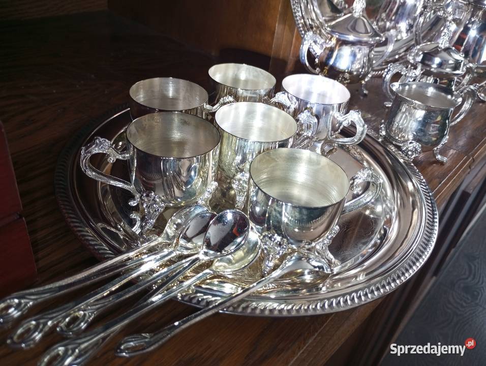 Posrebrzany mini zestaw do kawy herbaty Pozostałe lubelskie