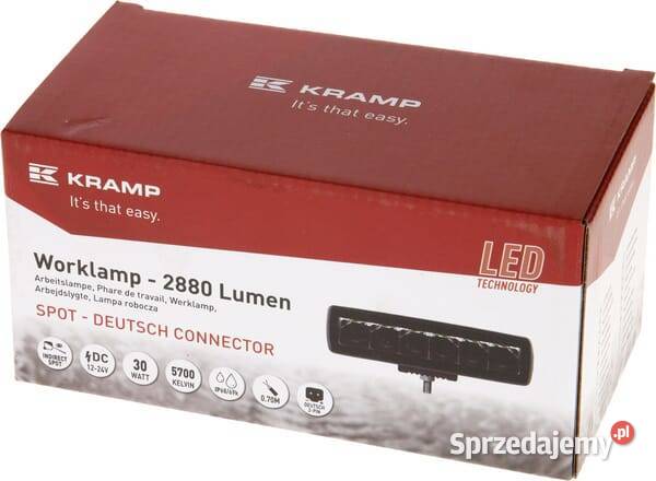 Lampa robocza LED prostokątna 30W 2880lm 1224V Oświetlenie małopolskie Kamionna