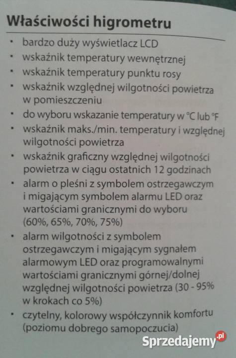 ADE Cyfrowy wskaźnik temperatury i punktu rosy Wołczyn