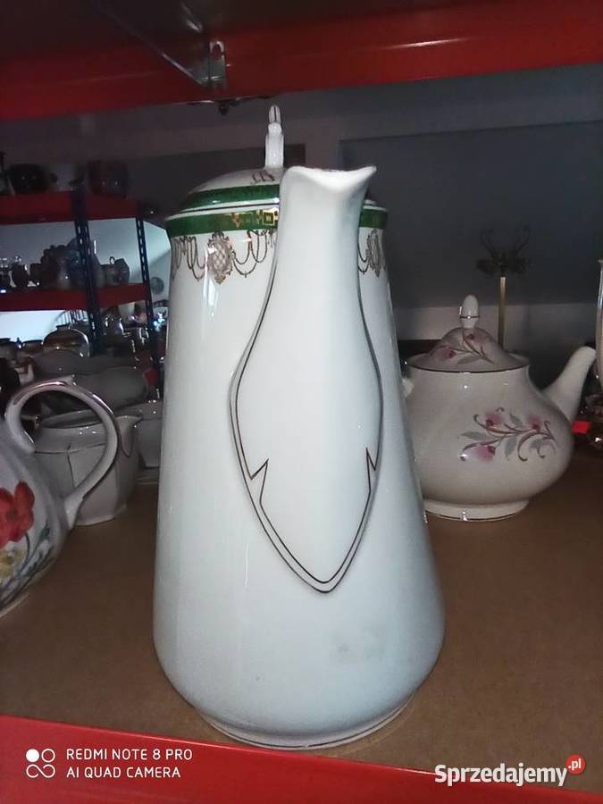 Wielki Dzbanek C T Z Zielonym paskiem Syg z lat Porcelana i szkło pomorskie Gdańsk