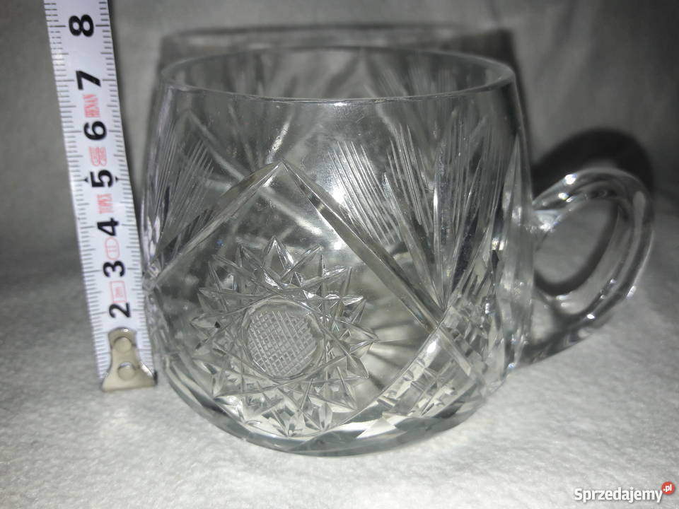 STARE FILIŻANKI gruby kryształ 5 filiżanka PRL śląskie Gliwice