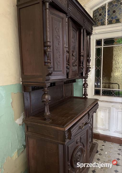 Stary drewniany rzeźbiony kredens do małej Dom i Ogród Długopole-Zdrój