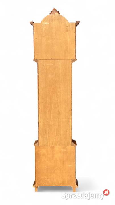 Zegar kwadransowy stojący w rzeźbionej dębowej