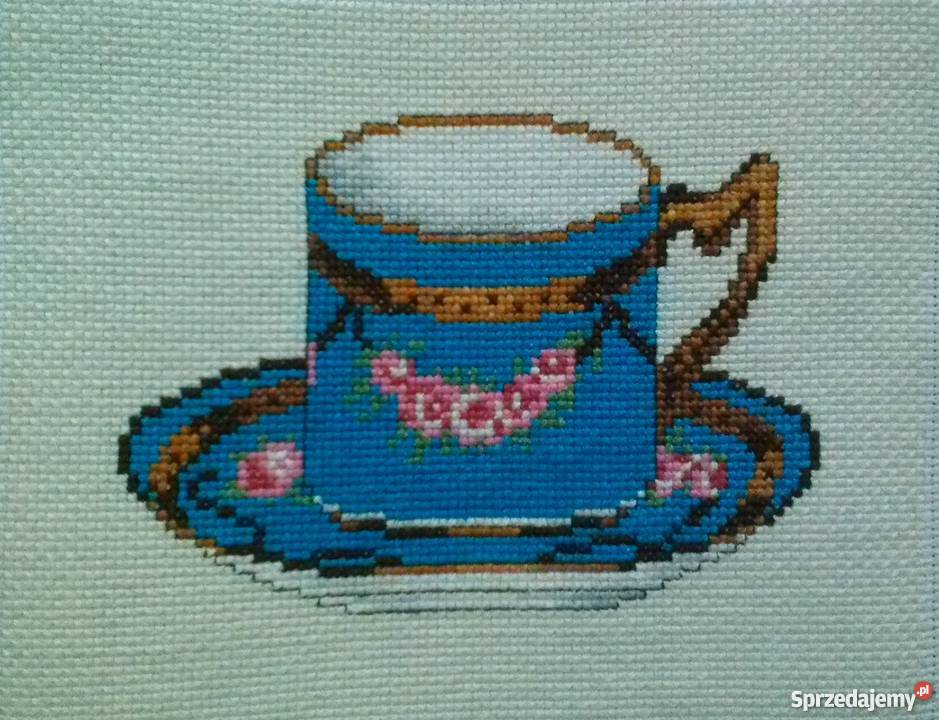 obrazki FILIŻANKI komplet 4 haft krzyżykowy Tarnów