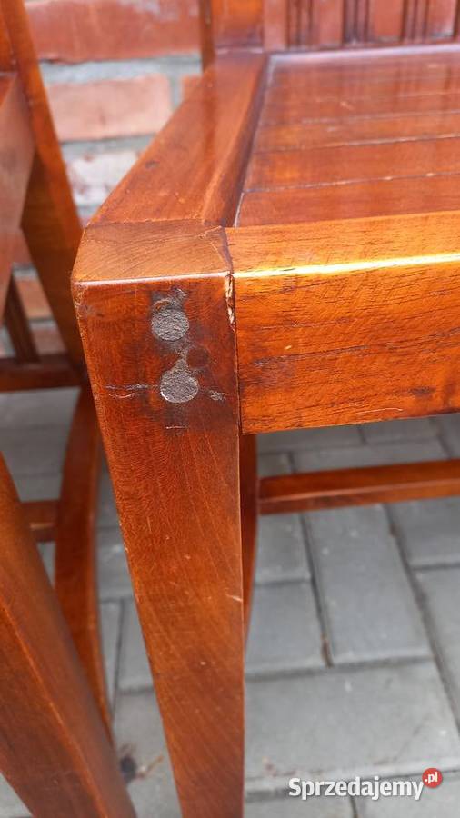 Krzesła tekowe drewniane 2 kolonialne twarde zachodniopomorskie Gawroniec sprzedam
