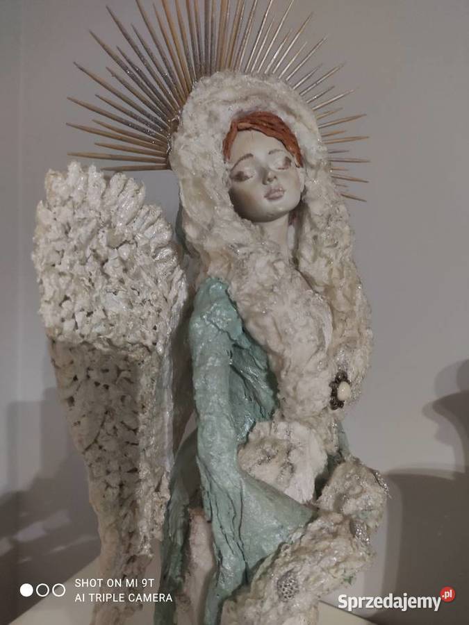 Piękna Anielica Figurka Rękodzieło Powertex Pniewy