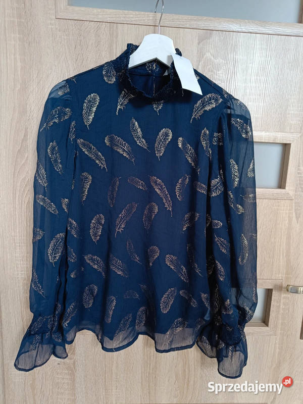 Nowa elegancka granatowa koszula w ozdobny wzór Rozmiar 36(S) wielkopolskie Wronki