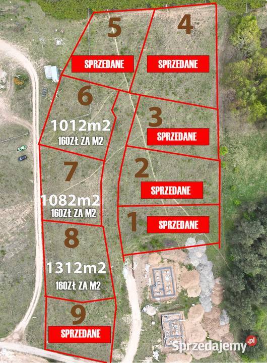 Ostatnie 3 działki budowlane Różnowo k. Olsztyna 10-13 arów