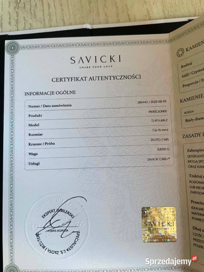 Pierścionek SAVICKI Złoto 585 Diament Certyfikat złoto małopolskie Rytro