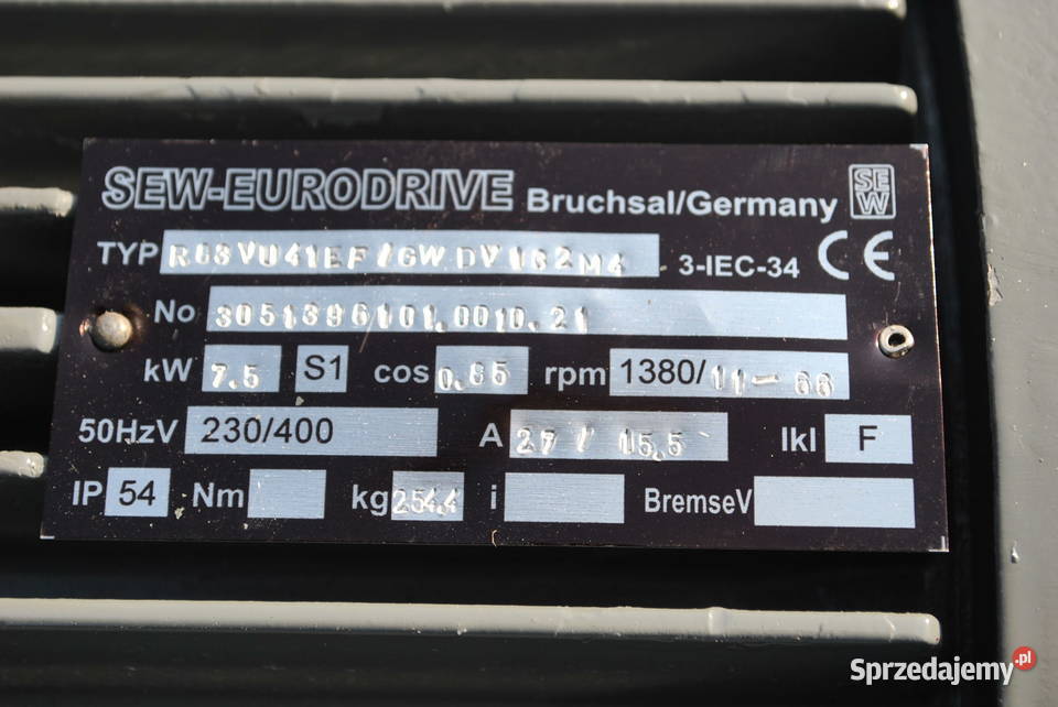 Motoreduktor 75kw z regulacją 1166obrmin firmy Biznes i Przemysł Kargowa