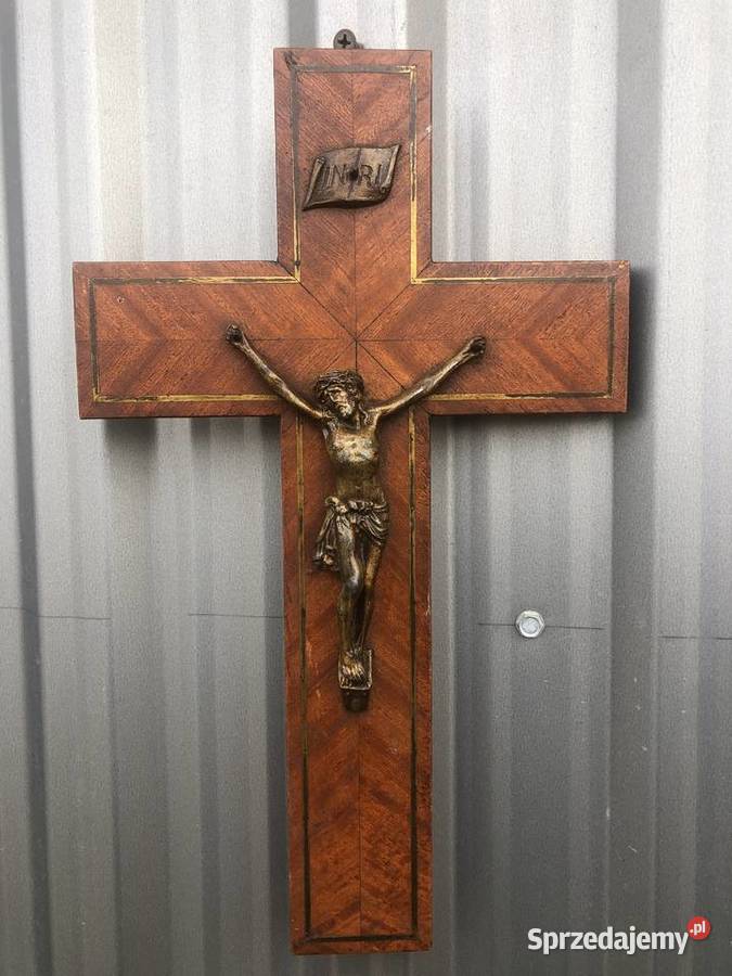 Drewniany stary krzyż na ścianę łódzkie Łowicz